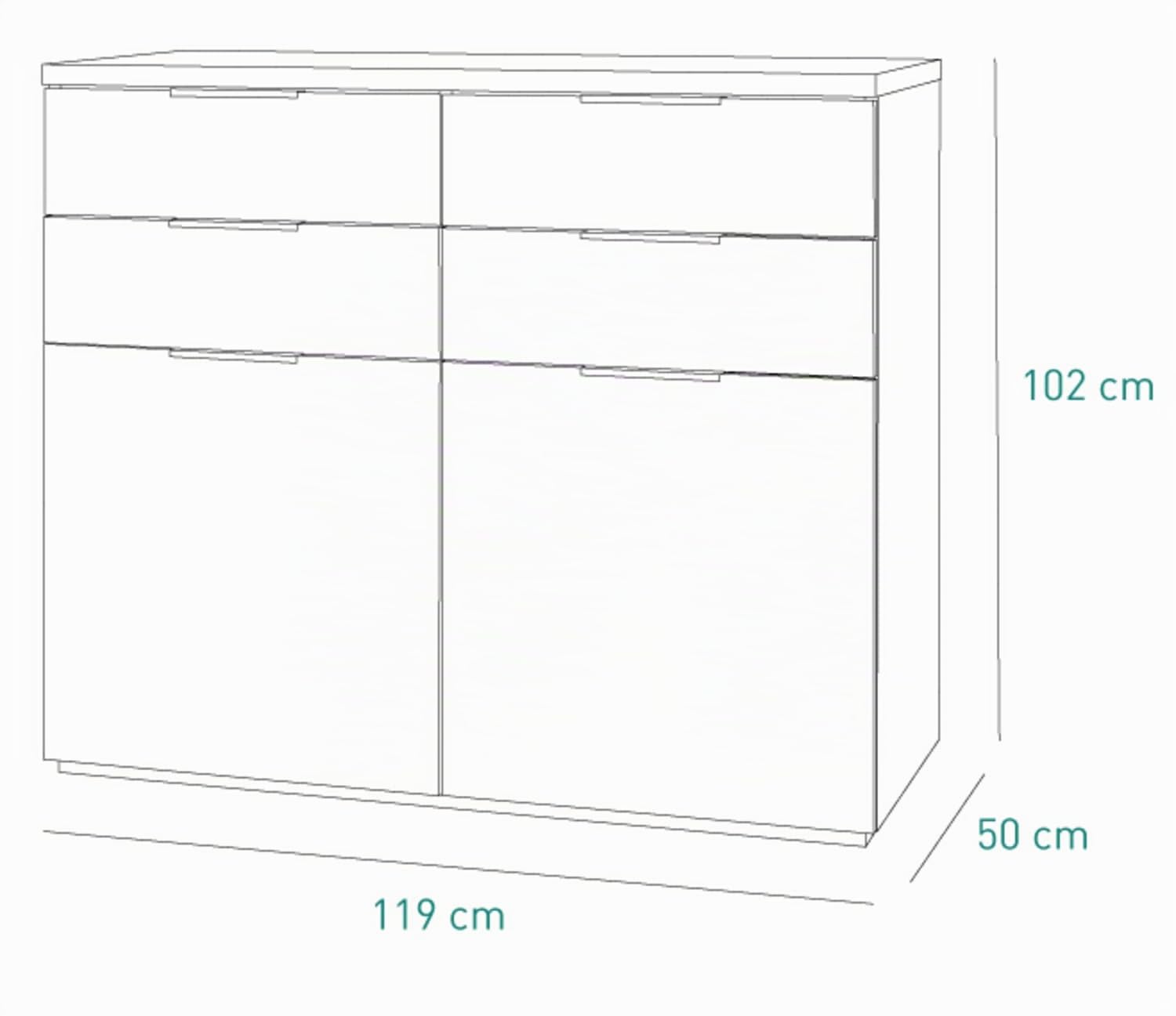 Composad Mundi madia 4 cassetti 2 ante rovere bianco