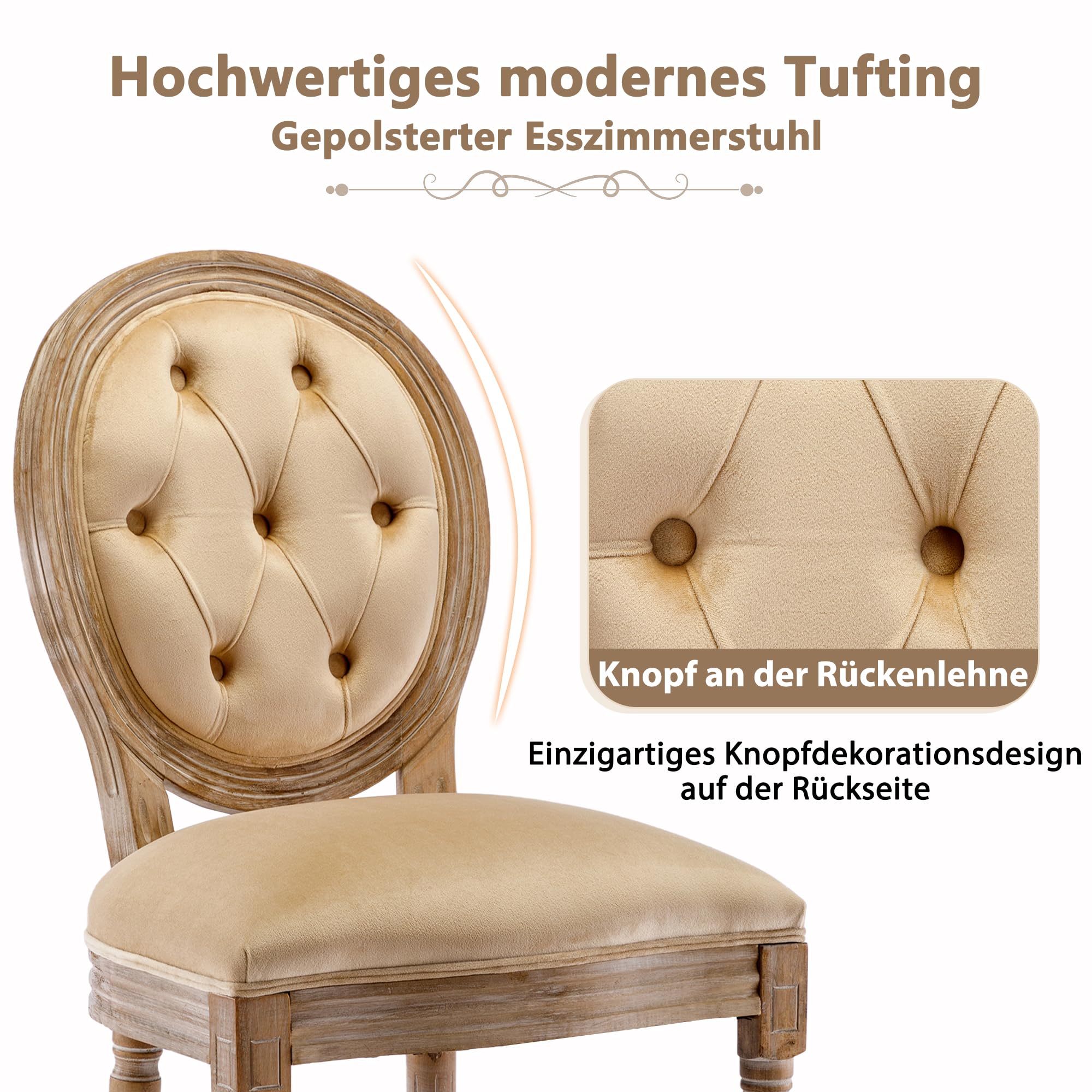 Dolamaní sedie da pranzo rattan beige set 4 stile francese