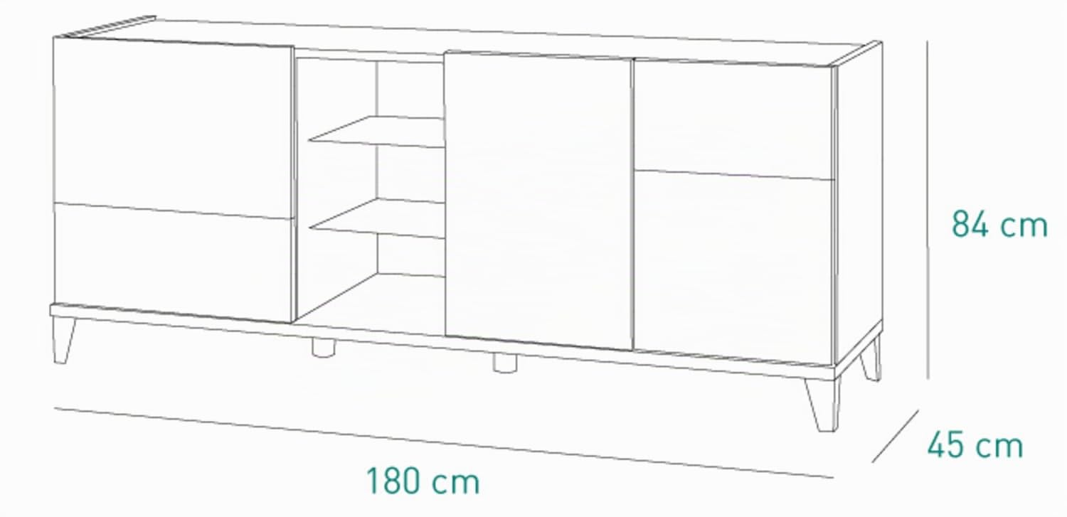 Composad Vittoria 3 ante madia rovere grigio 180 cm