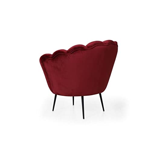 Iperbriko Orel poltrona conchiglia velluto rosso con braccioli