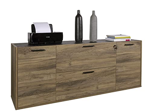 Composad Davinci Brera Cassettiera 2 Ante 2 Cassetti Noce Nero