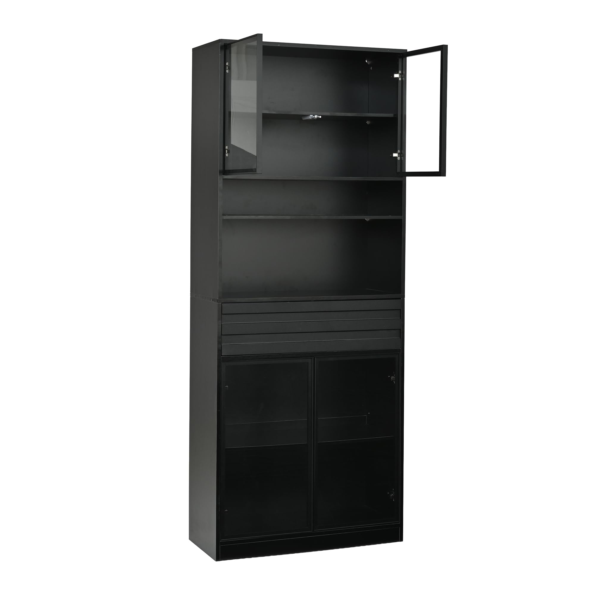 Dolamaní Armadio 80x35x200 cm vetrina nero con LED