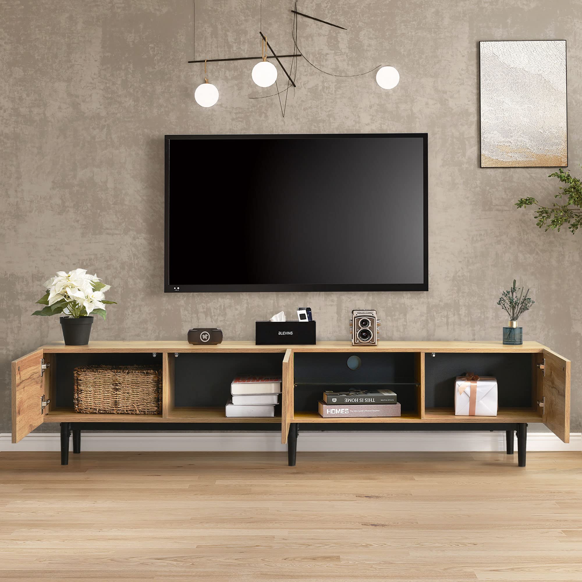 Dolamaní Mobile TV Legno Nero 175 cm 3 Ante MDF Soggiorno