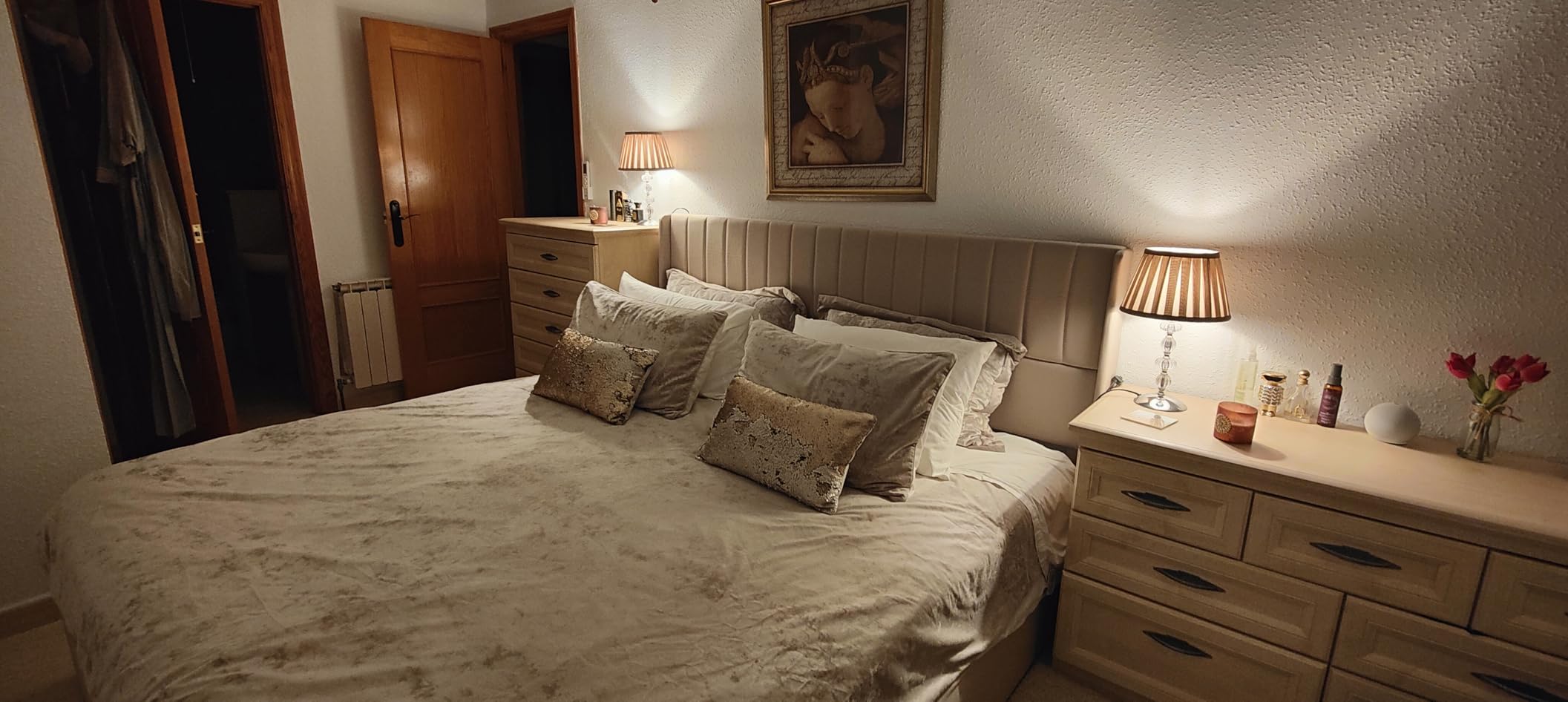 Dolamaní Letto Matrimoniale 180x200 Beige in Lino con Contenitore