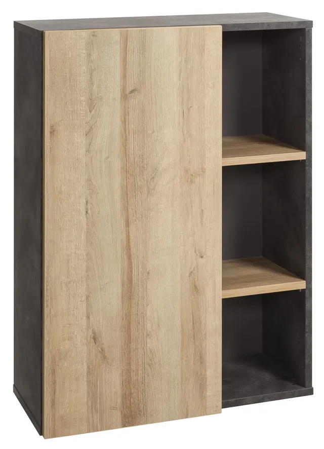COMPOSAD Core Libreria Bassa 1 Anta 3 Vani Rovere Grigio 80 cm