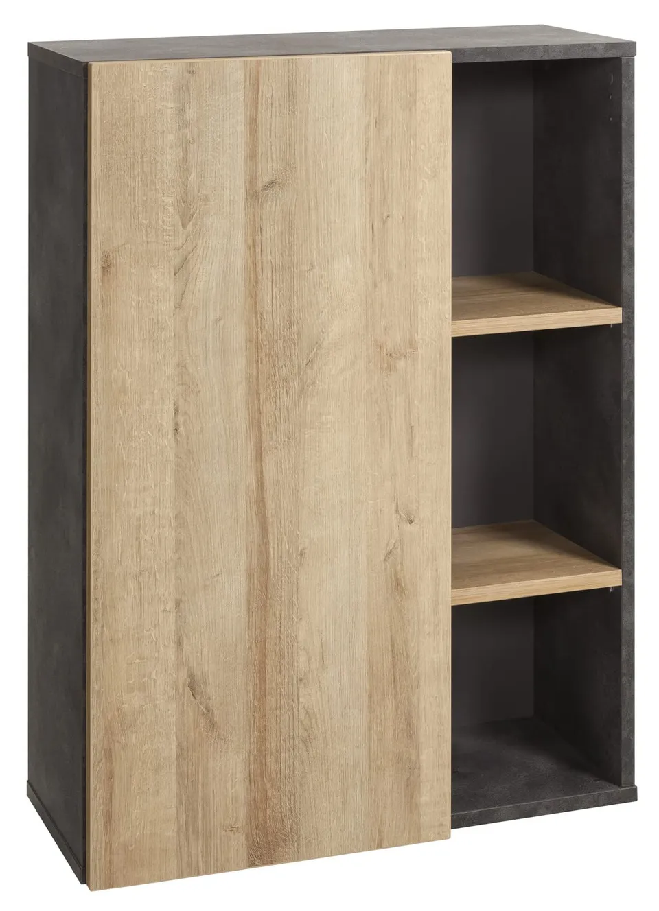 COMPOSAD Core Libreria Bassa 1 Anta 3 Vani Rovere Grigio 80 cm