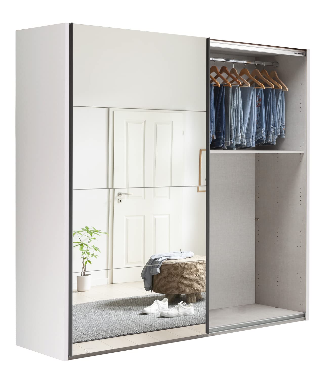 Composad Systema Armadio 2 Ante Scorrevoli 250 cm Bianco Grigio Specchio