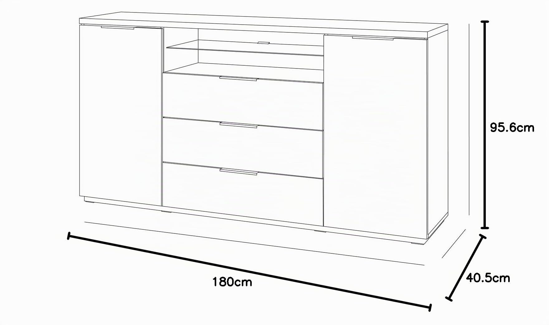 Composad Mundi Credenza 3 Cassetti 2 Ante Bianco Rovere