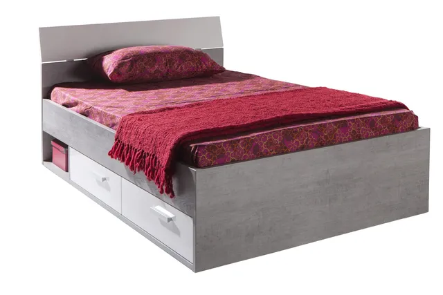 Composad Mi Piace Letto Singolo 2 Cassetti Cemento Bianco