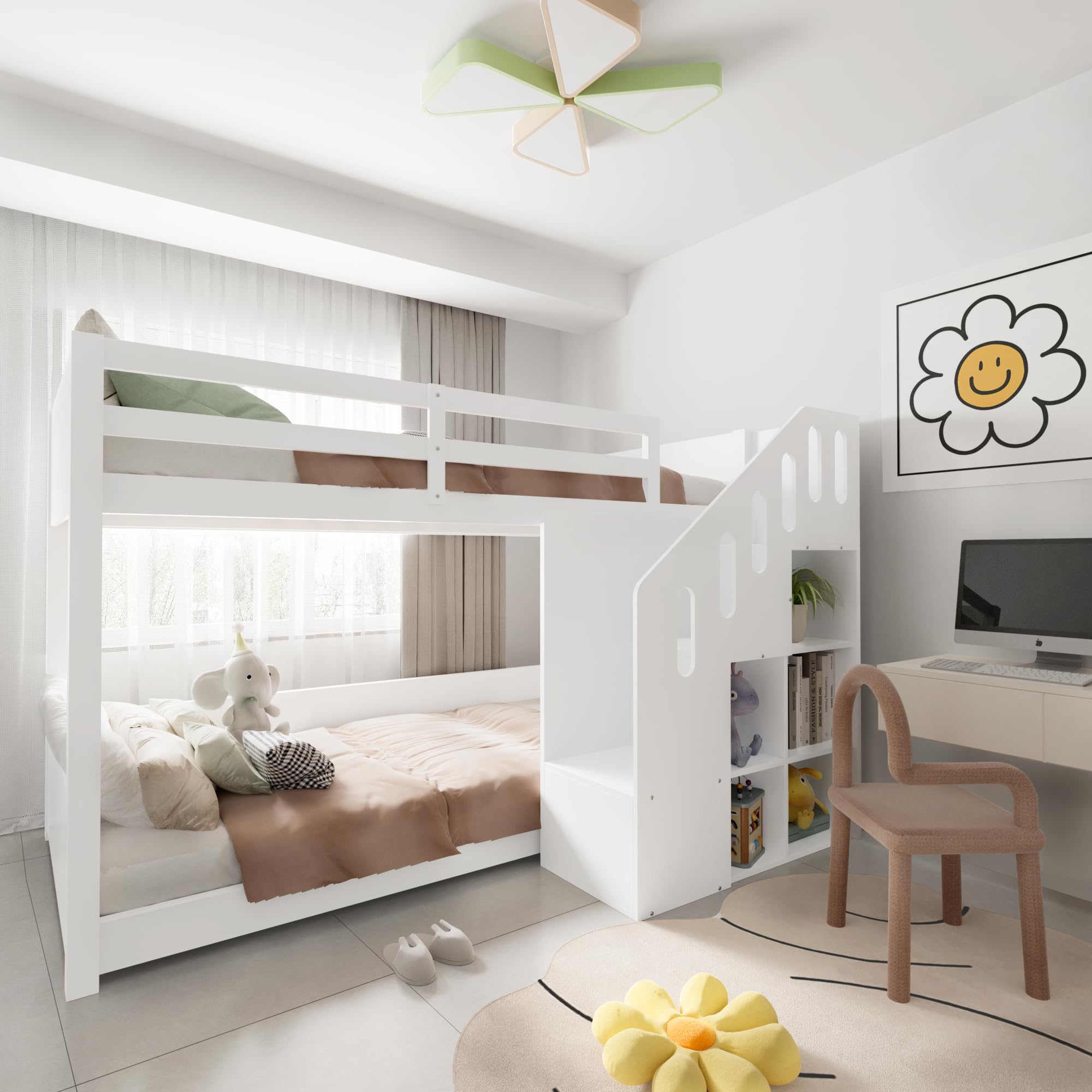 Dolamaní Letto a Castello 90x200 con Scala Bianco