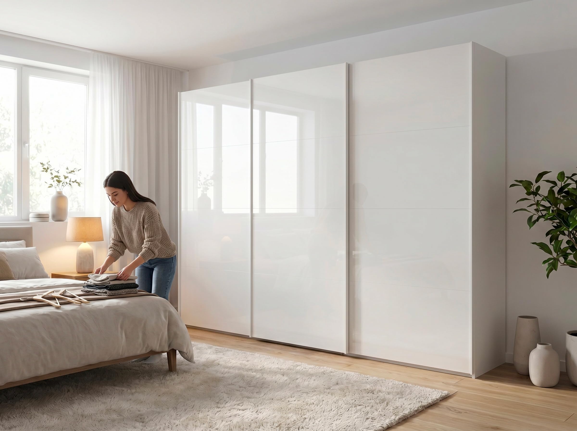 Composad Systema Armadio 3 Ante Scorrevoli Bianco Laccato 304 cm