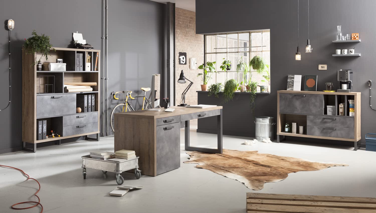 Composad Lafabrica Scrivania 170 cm Rovere Grigio Cemento industriale
