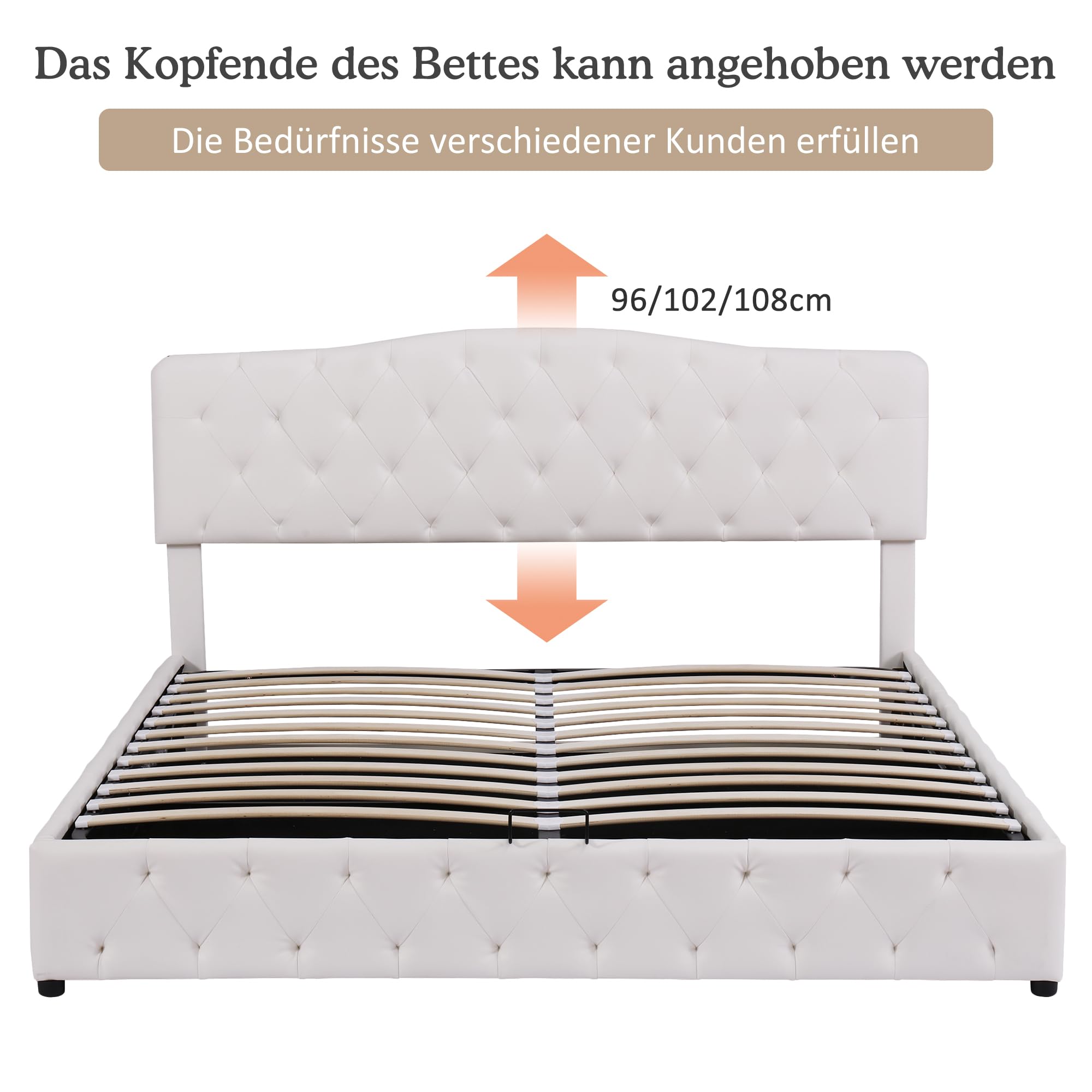 Dolamaní Letto Imbottito 180x200 Velluto Contenitore Doghe