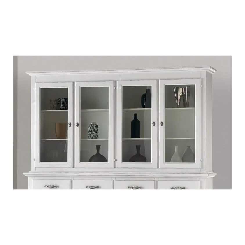 Epocantica Vetrina Alzata 4 Porte 4 Ripiani Legno Massello