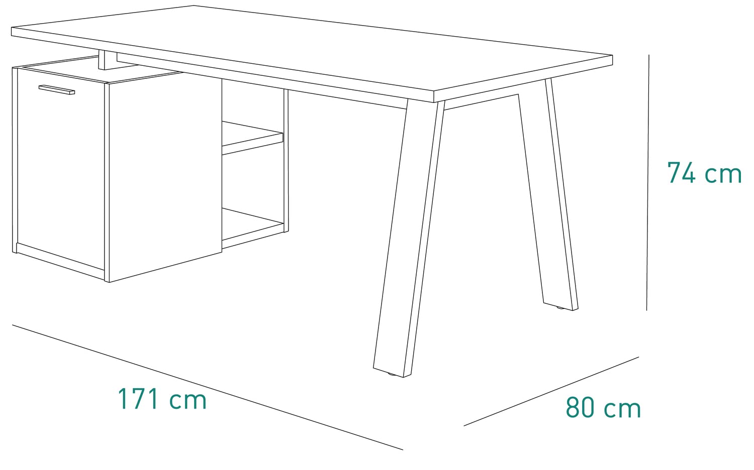 Composad Davinci Scrivania Rovere Nero 171,5 cm per Ufficio