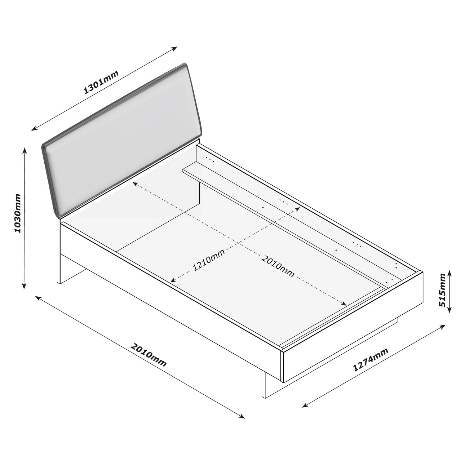 Composad Velata Letto Una Piazza e Mezza Rovere Mielato Imbottito
