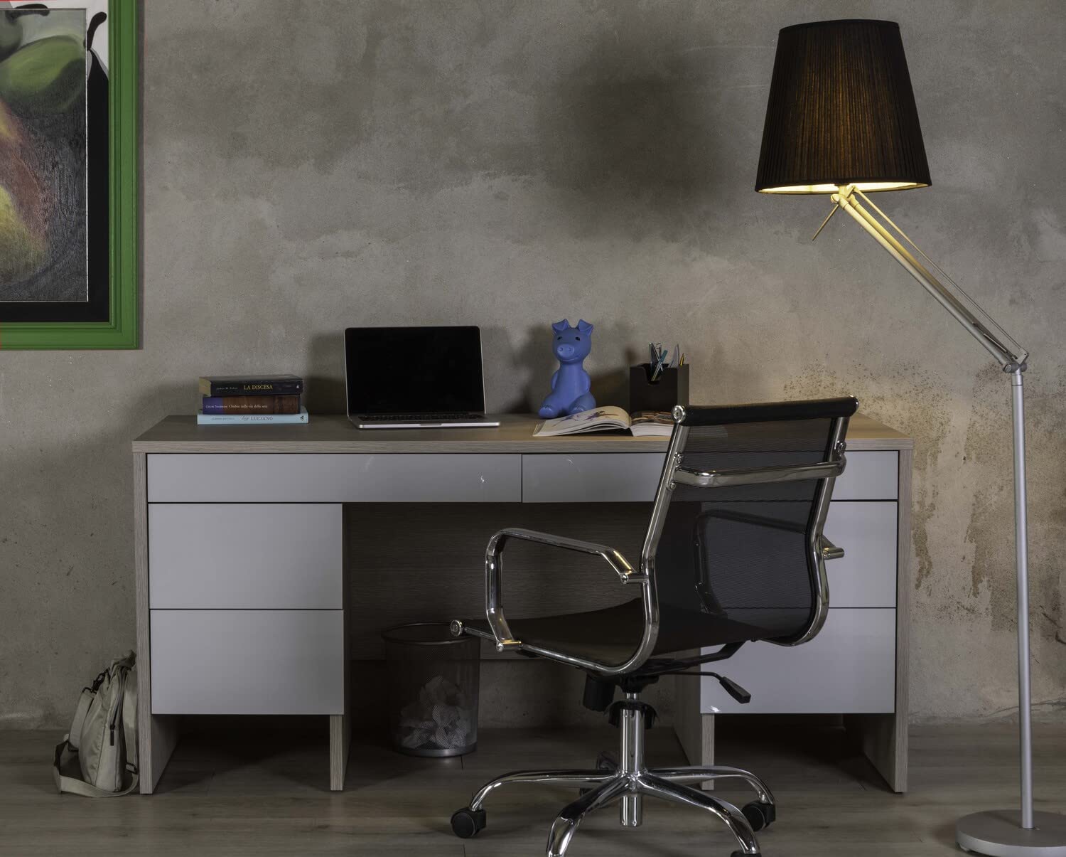 Composad Columbia scrivania 6 cassetti rovere glamour