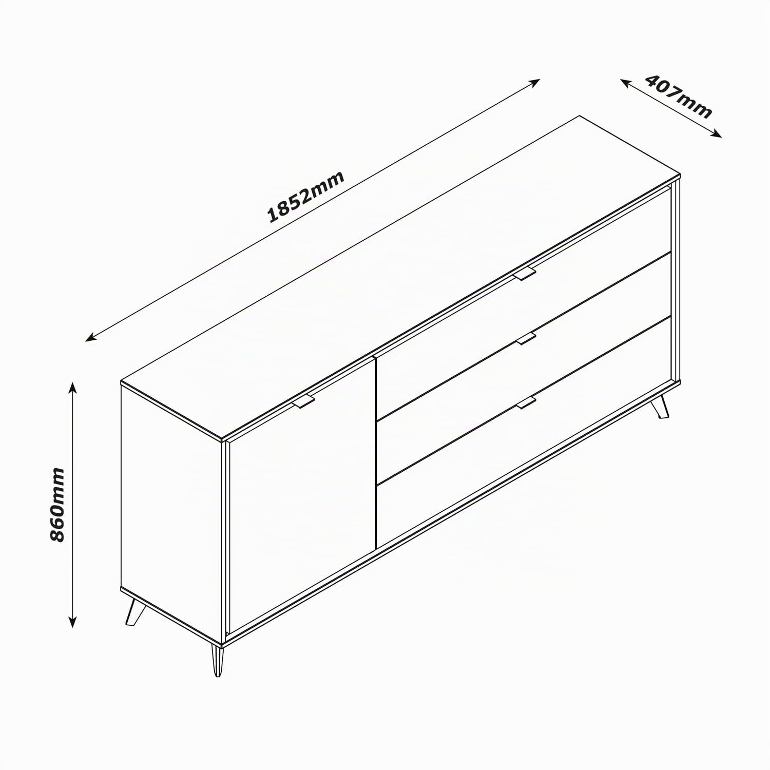 Composad Cornice madia 1 anta 3 cassetti rovere grigio