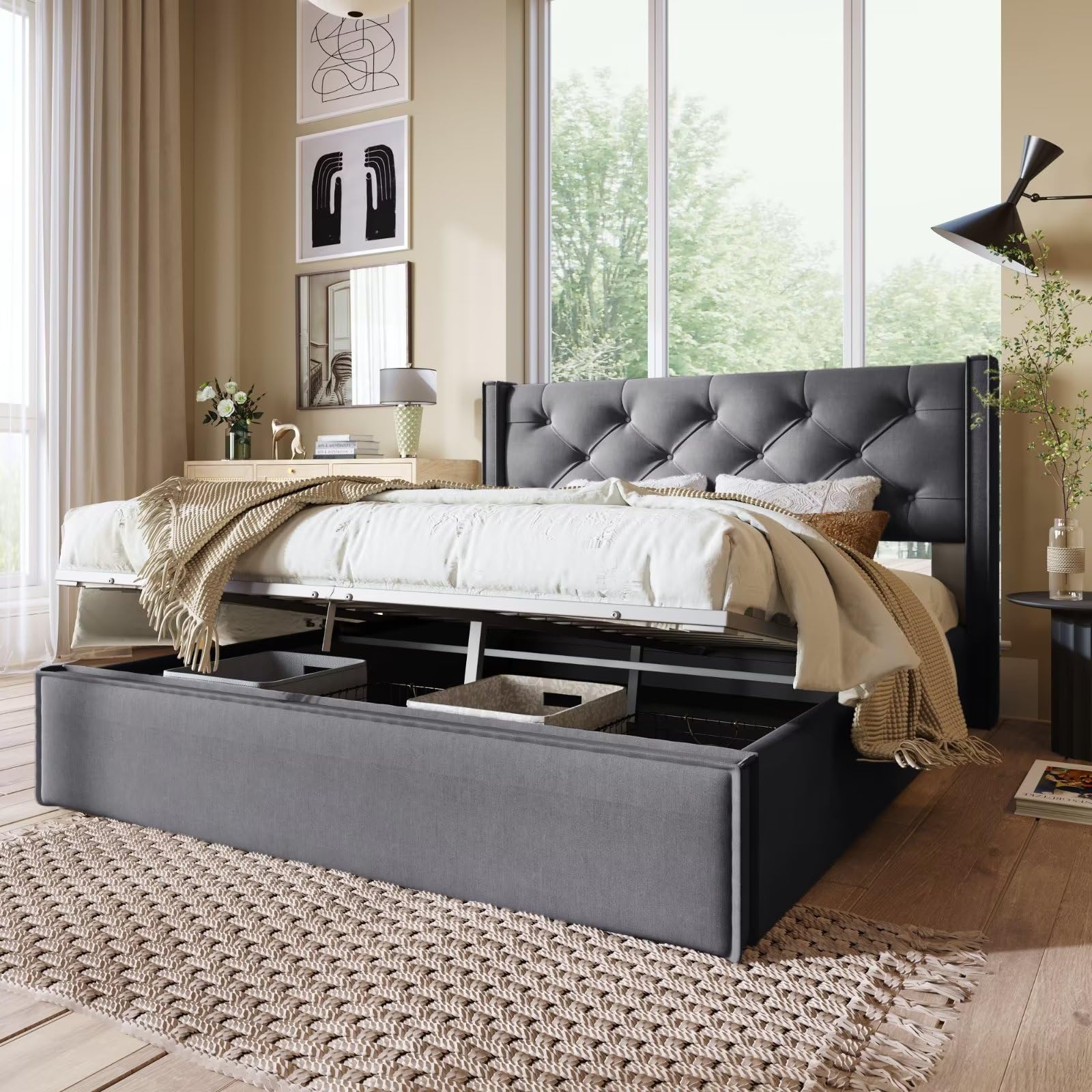 Dolamaní Letto contenitore 140x200 grigio con rete