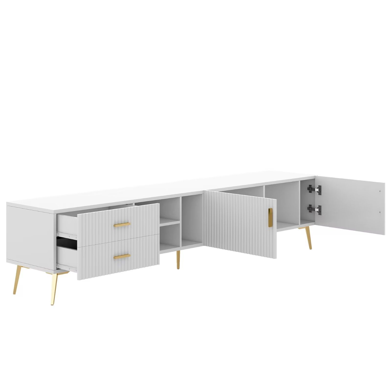 Dolamaní Mobile TV 180 cm Bianco Oro con Cassetti stile moderno