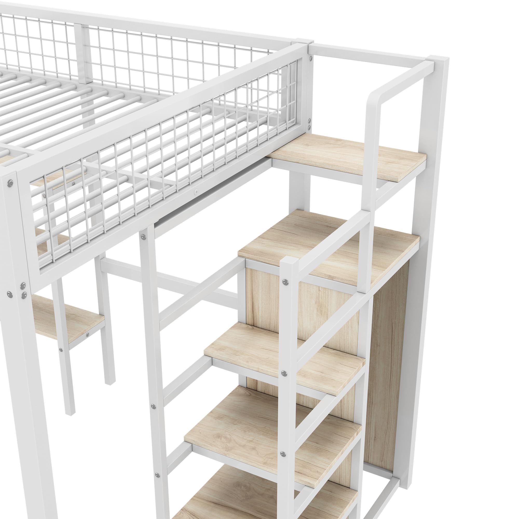 Dolamaní letto soppalco 140x200 bianco con scrivania