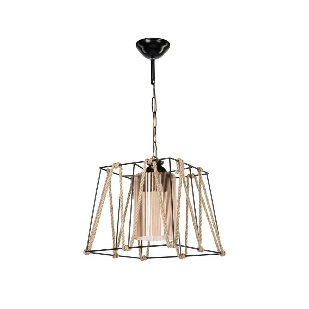 Iperbriko lampadario sospensione nero corda 25x55 cm metallo