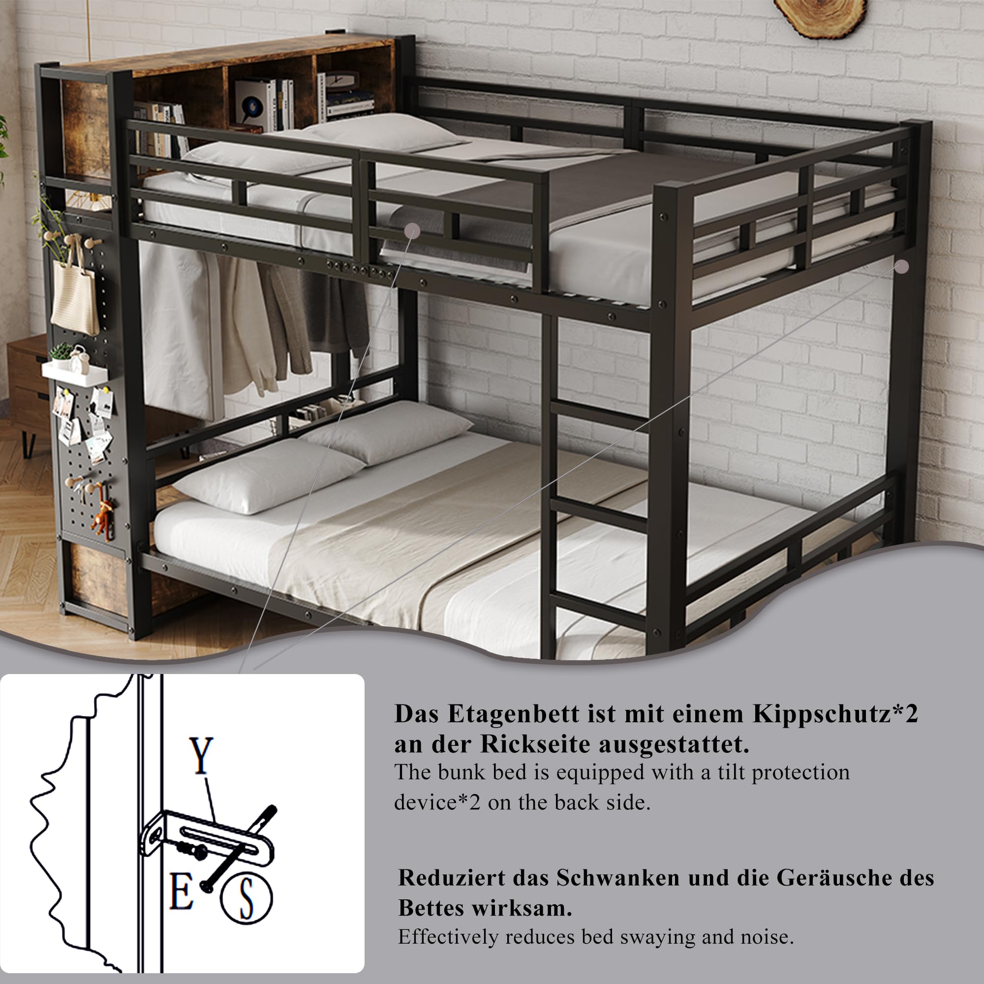 Dolamaní Letto a castello 120x200 cm metallo nero con contenitore