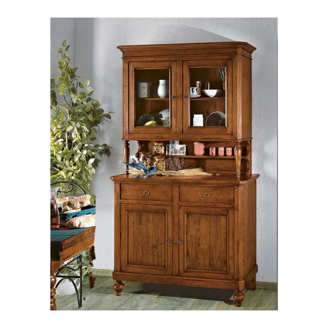 Epocantica credenza arte povera 2 porte 2 cassetti legno massello