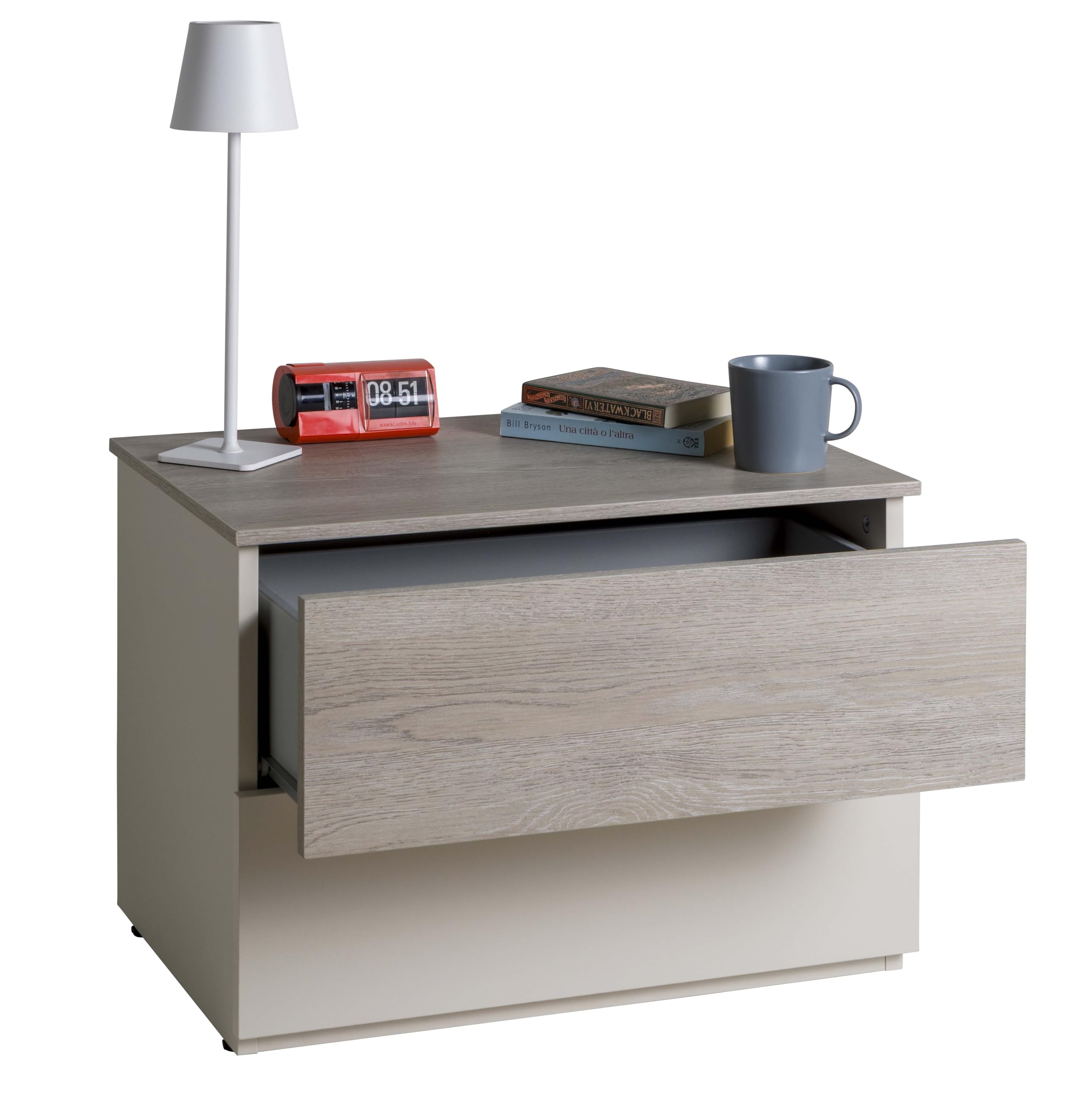 Composad Favorita comodino 2 cassetti rovere gessato cashmere