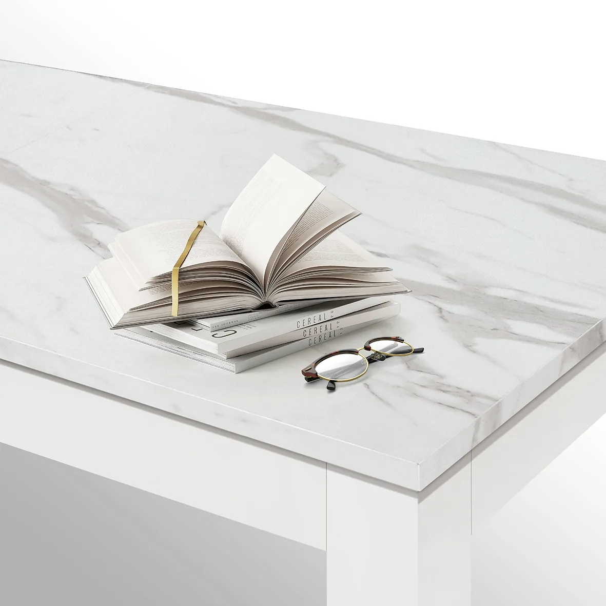 Epocantica Tavolo Allungabile Effetto Marmo Bianco 140-220 cm