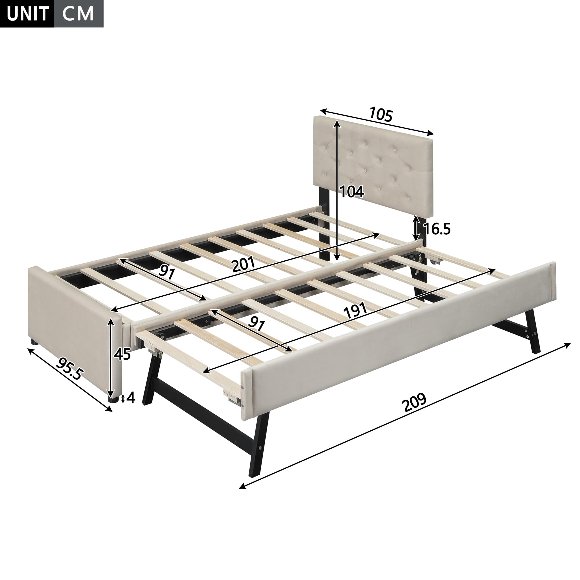 Dolamaní Letto Imbottito Beige 140x200 con Estraibile Velluto