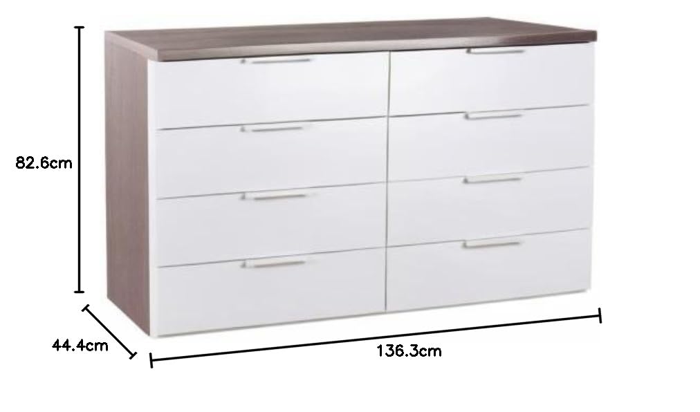 Composad Mundi Cassettiera 8 Cassetti Rovere Ravello Bianco