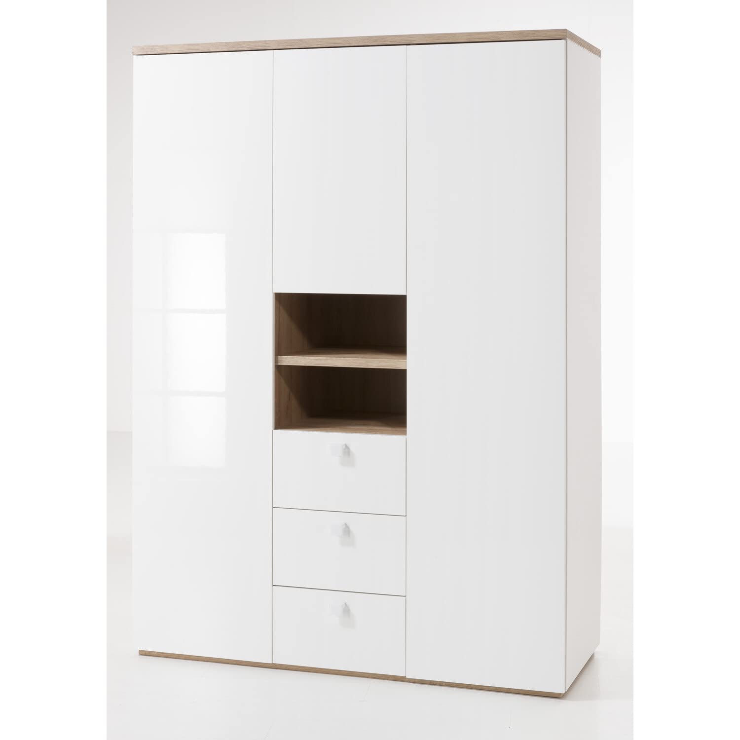Composad Globo Armadio 3 Ante 3 Cassetti 150 Rovere Bianco