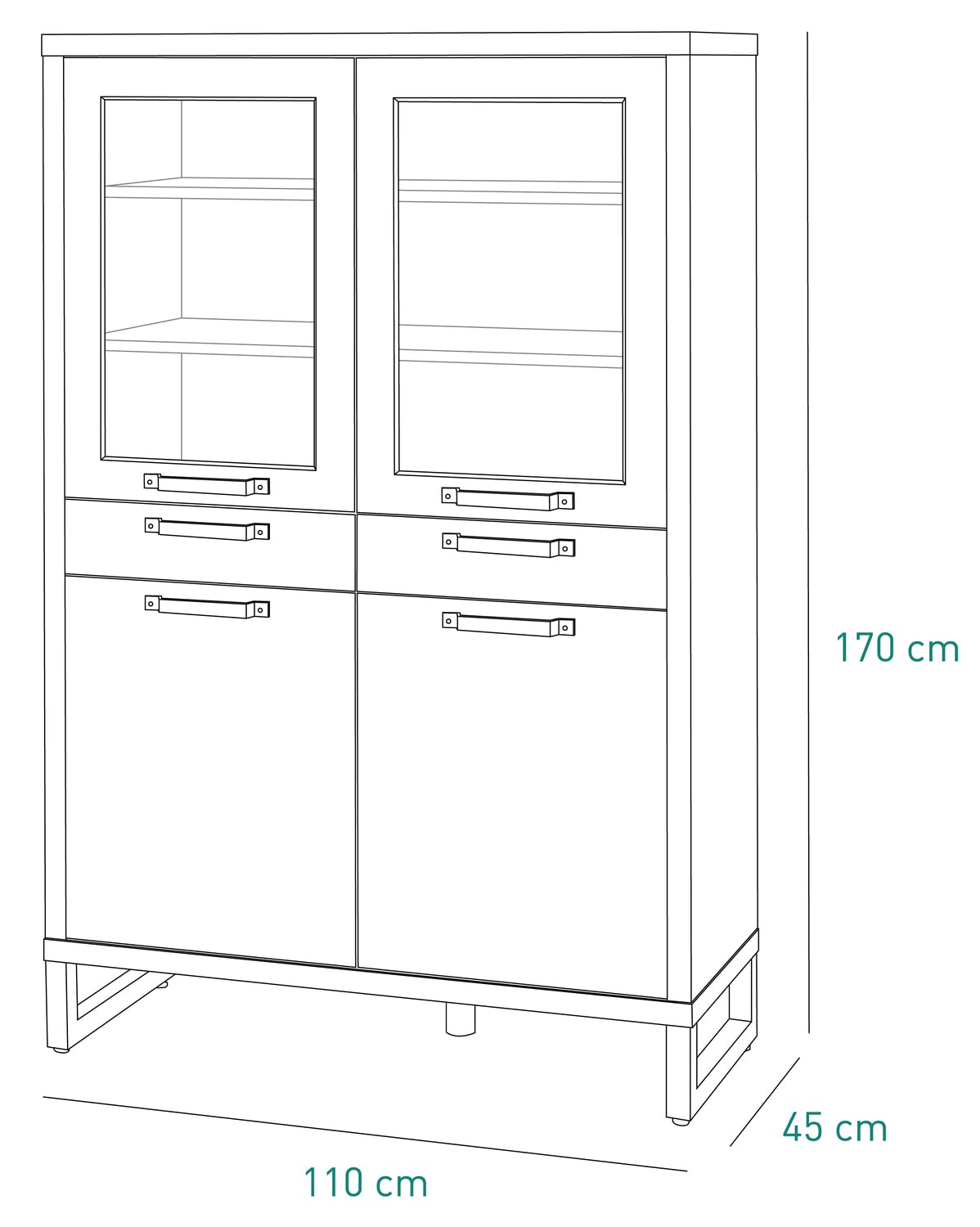 Composad LaFabrica vetrina 2 cassetti 4 ante rovere cemento