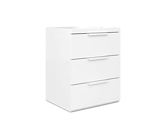Composad comodino 3 cassetti bianco laccato stretto
