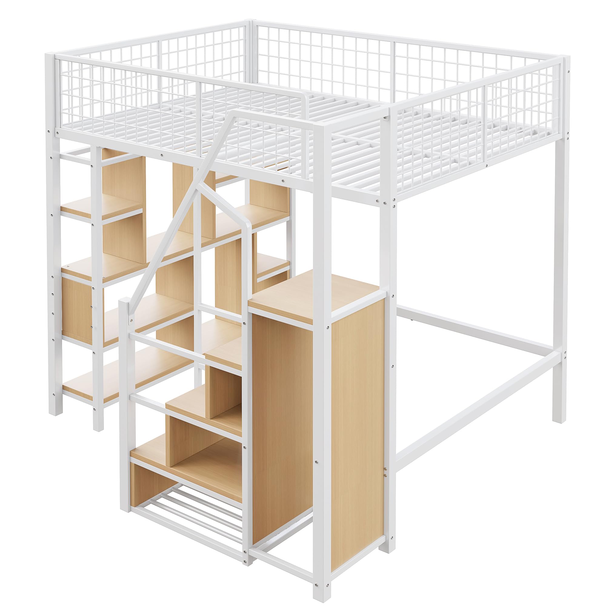 Dolamaní Letto a Soppalco 140x200 con Armadio Bianco in Metallo