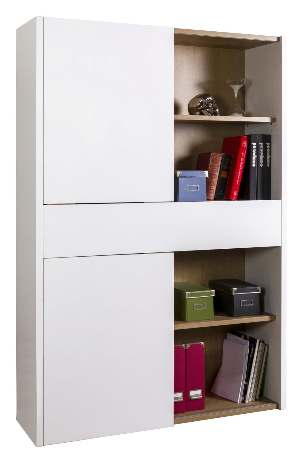 Composad Abile libreria 2 ante scorrevoli bianco rovere mielato