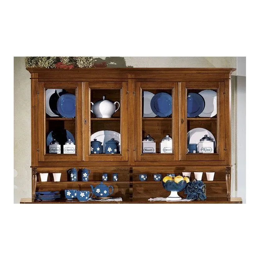 Epocantica 4 Porte vetrina alzata legno massello 192 cm
