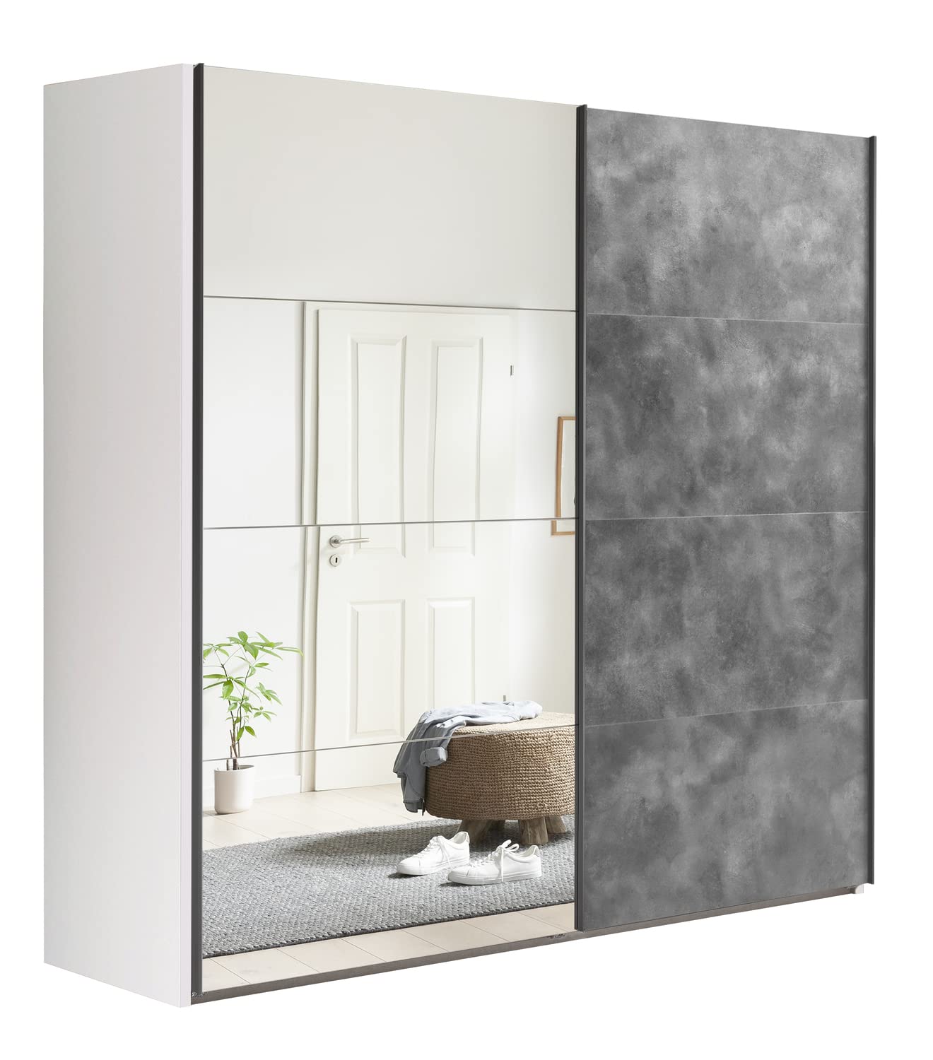 Composad Systema Armadio 2 Ante Scorrevoli 250 cm Bianco Grigio Specchio