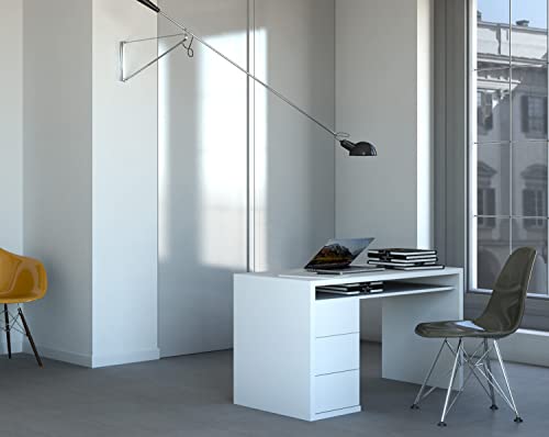 Composad Moneta Scrivania 3 Cassetti Bianco 110 cm