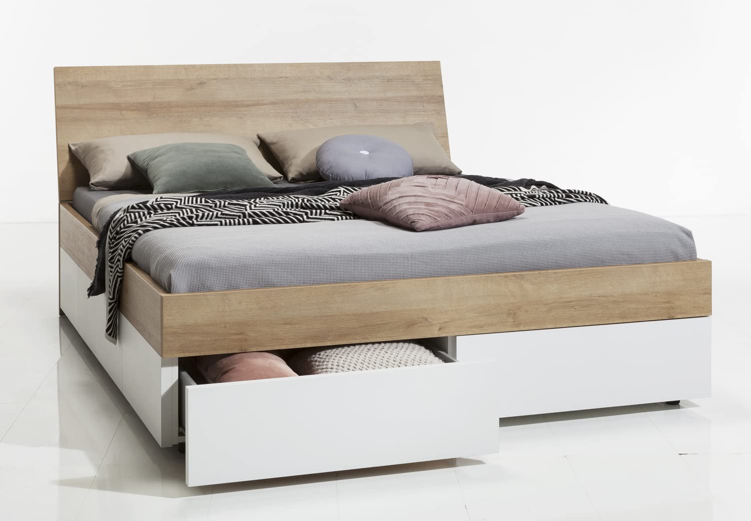 Composad Passacor Letto Matrimoniale 4 Cassetti Rovere Bianco 160x200