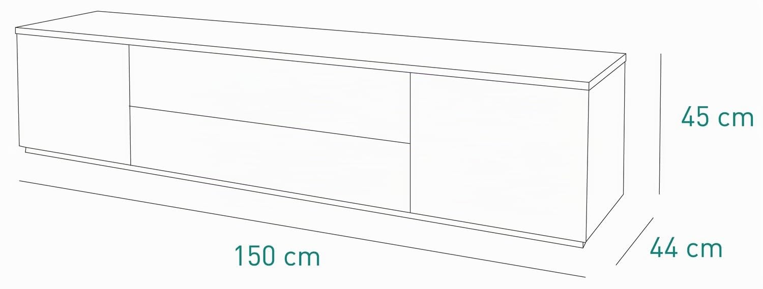 Composad Privilegio Mobile TV 200 cm Cemento Bianco 2 Ante