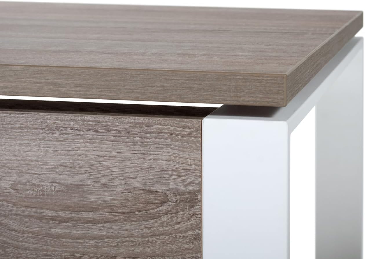Composad Disegno Scrivania Stretta 140 B07 Rovere Sonoma Gambe Bianche