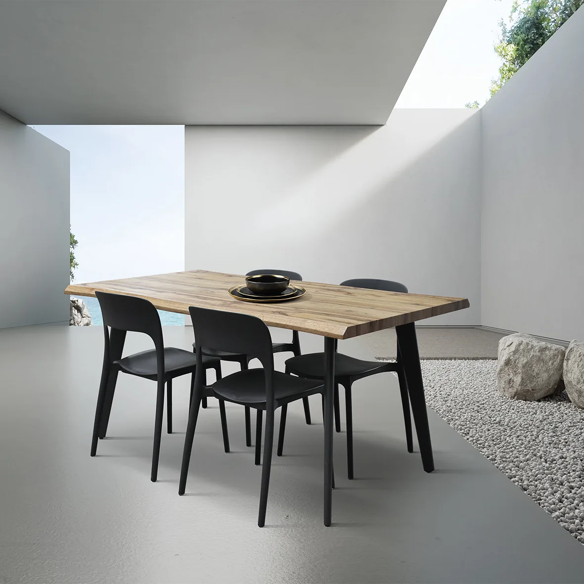 EPOCANTICA Rovere Tavolo Fisso 160x90 Gambe Metallo Nero