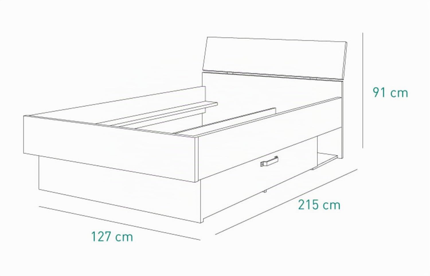 Composad Lafabrica letto una piazza e mezza rovere grigio