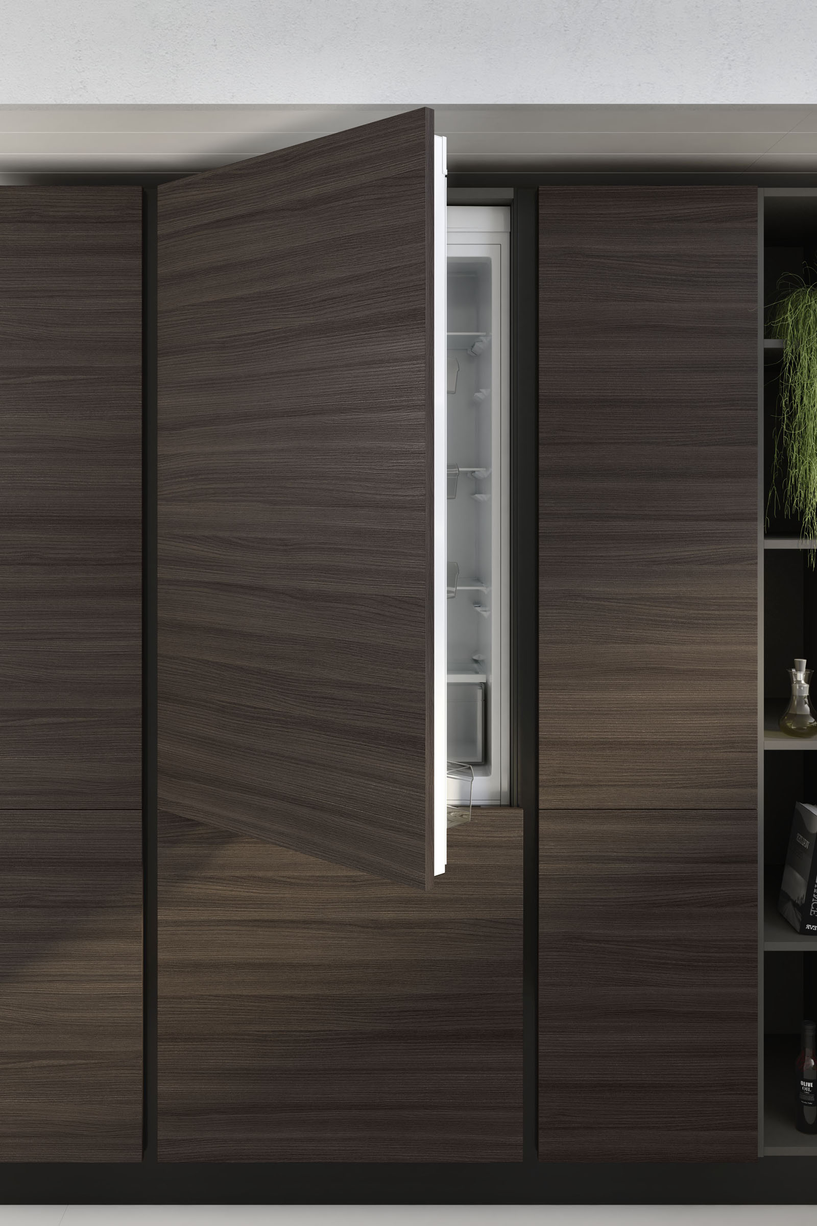 S75 Supreme Ingrid cucina con penisola Olmo Dark e Creta