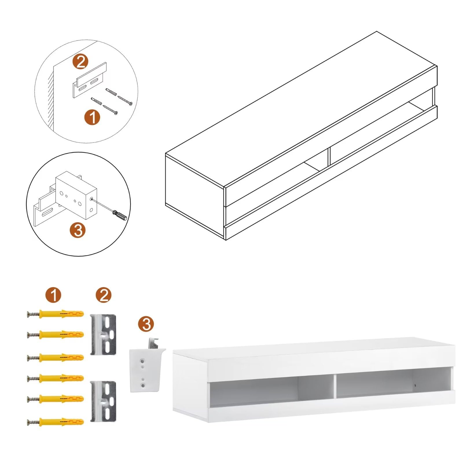 Dolamaní mobile TV bianco 140 cm sospeso