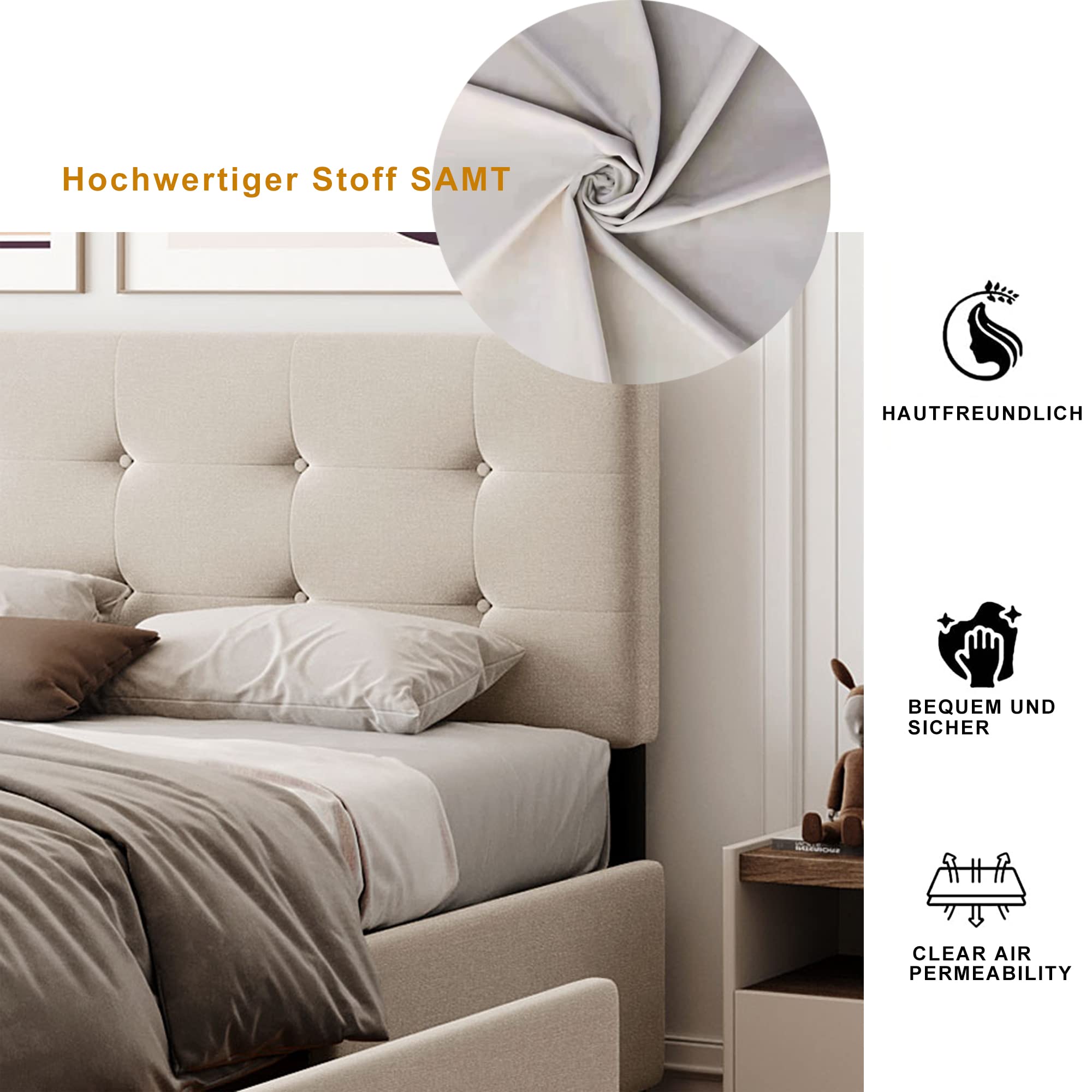 Dolamaní letto matrimoniale beige 140x200 4 cassetti