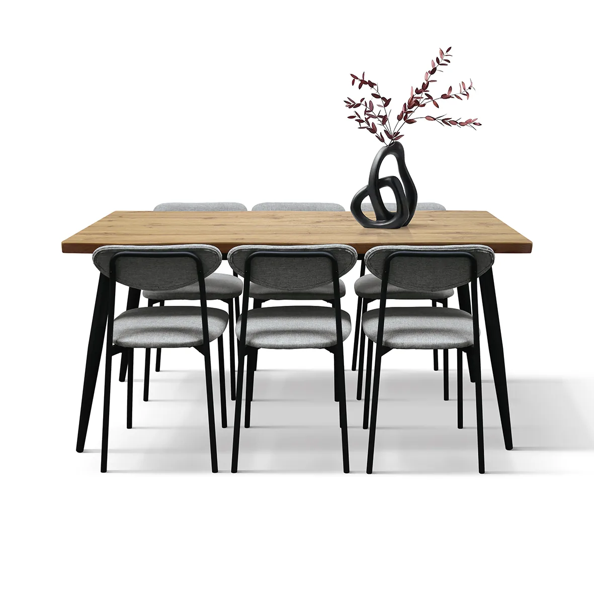 Epocantica Industrial tavolo con 6 sedie rovere rustico grigio
