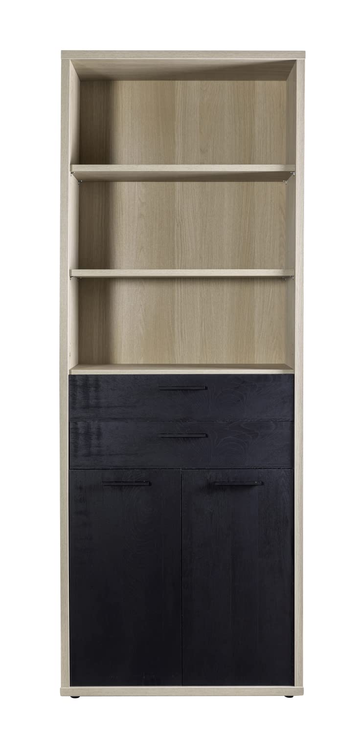 Composad Davinci Libreria 2 Ante 2 Cassetti 3 Vani Rovere Nero